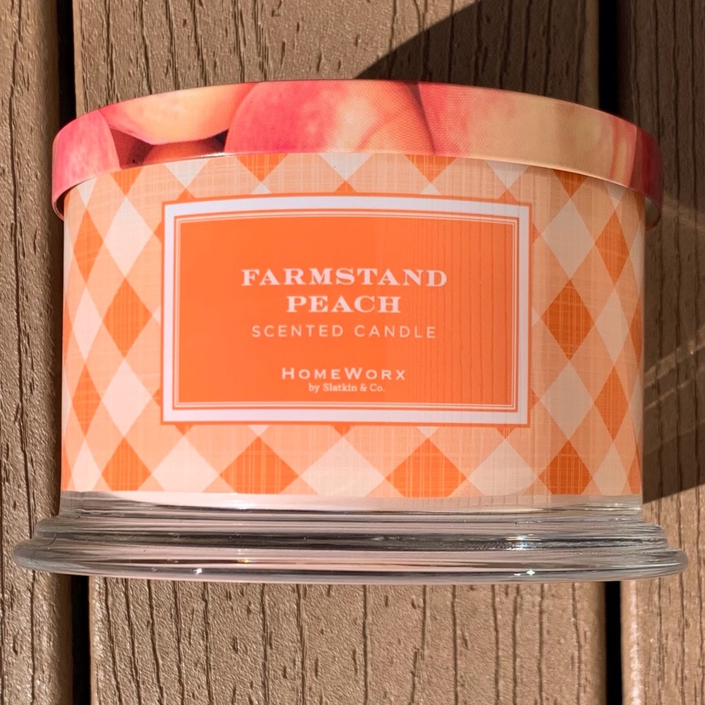 🆕HOMEWORX HARRY SLATKIN “FARMSTAND PEACH” 4 WICK 18oz CANDLE NWTS!!